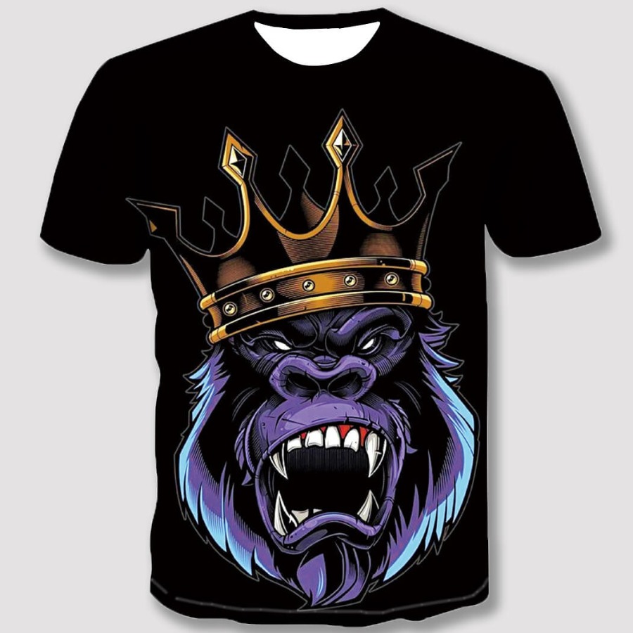 

Lovely Boy Casual O Neck Animal Print Black T-shirt
