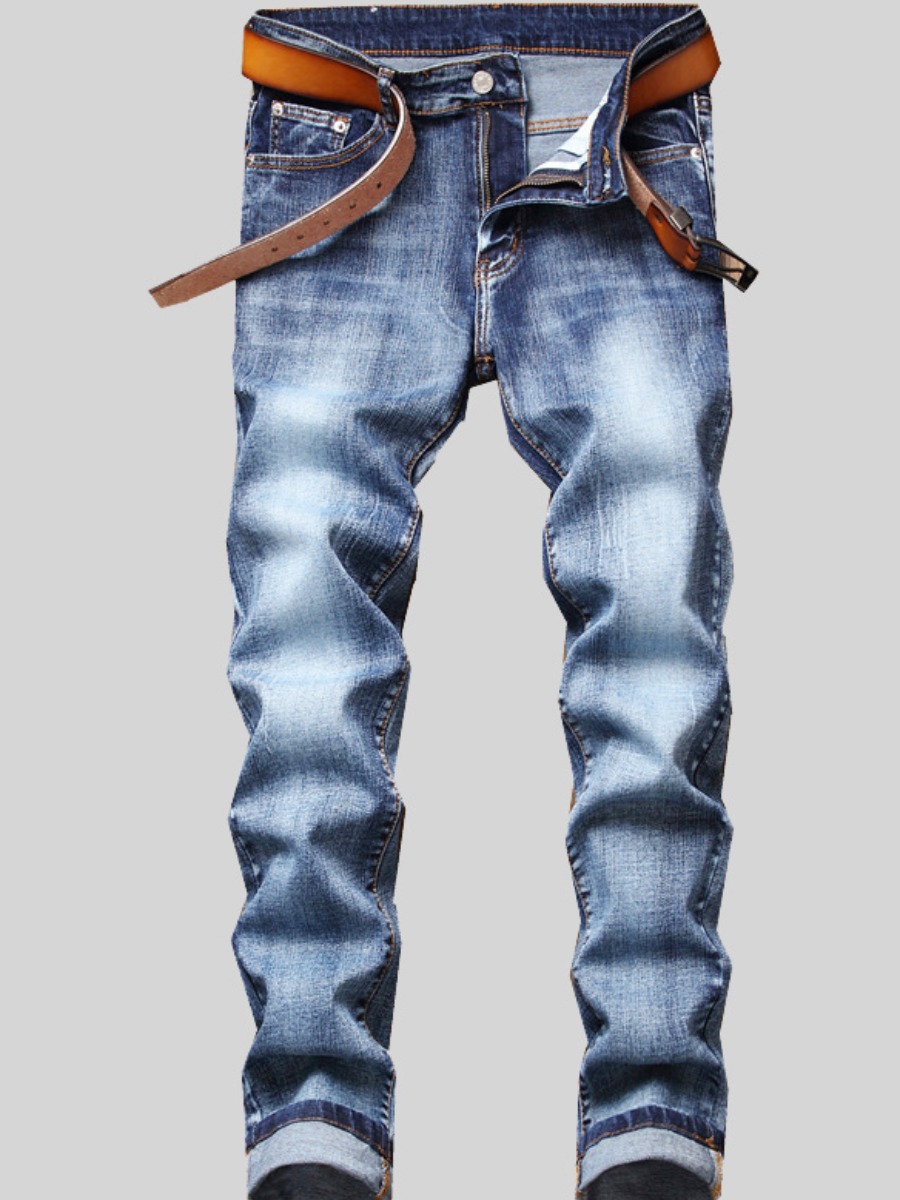 

Lovely Men Casual Mid Waist Elastic Blue Jeans