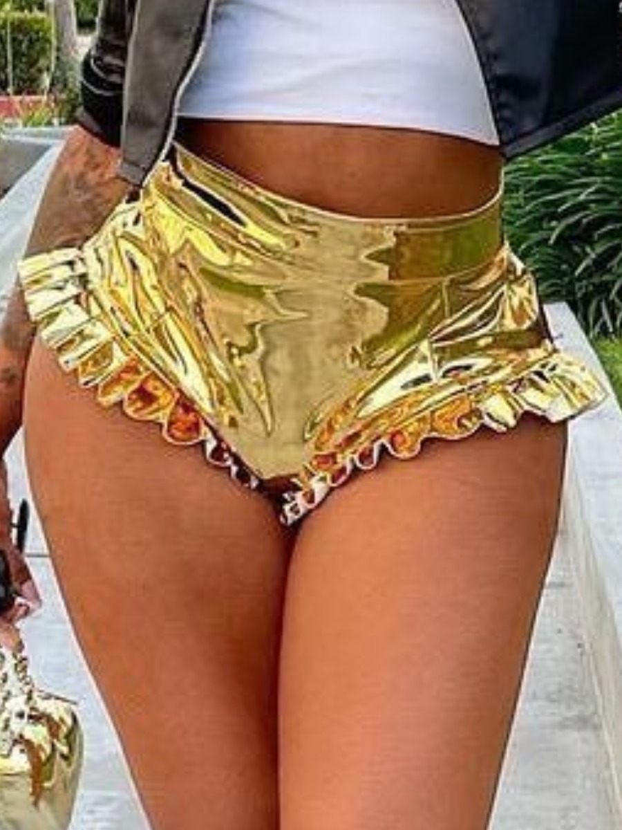 

LW Street Mid Waist Sequined Gold Shorts