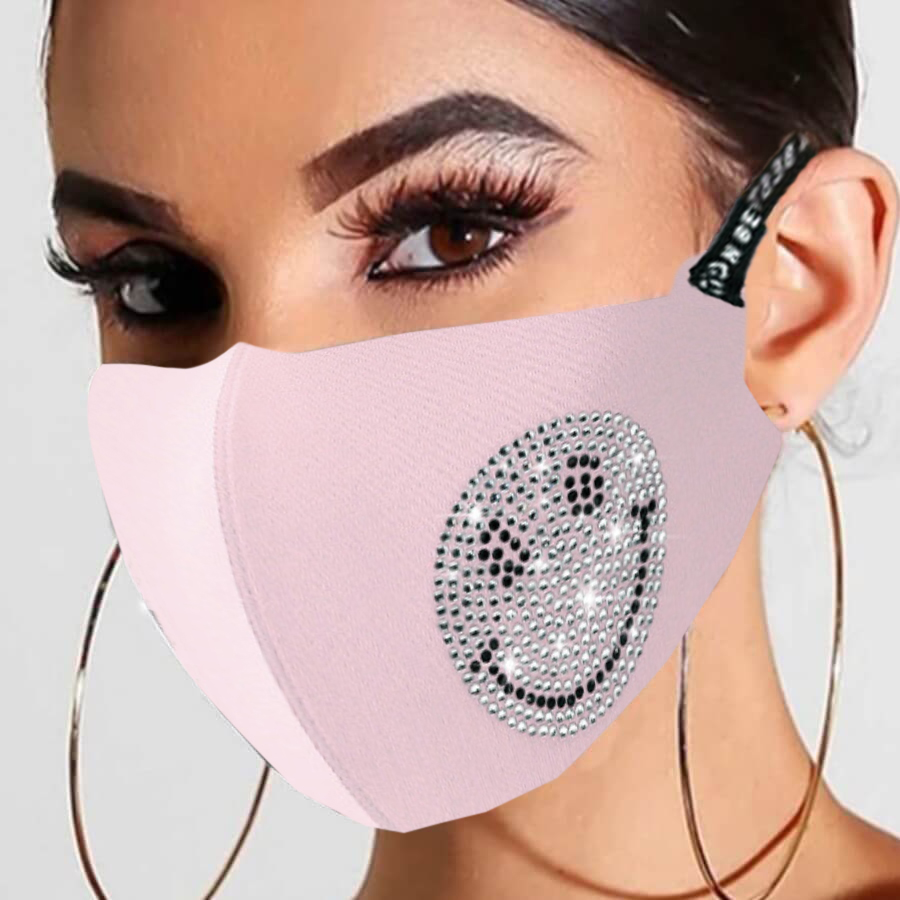 

LW Casual Sequined Cartoon Pink Face Mask
