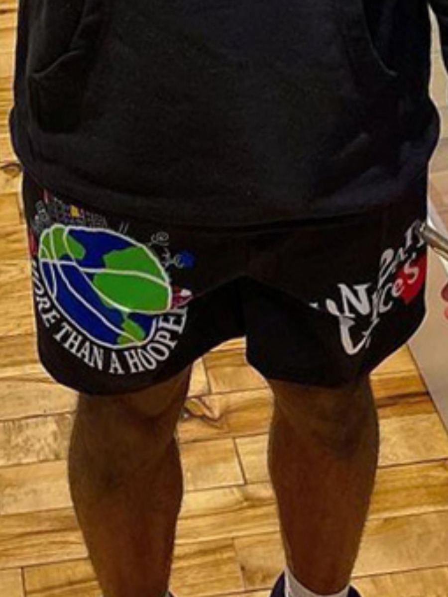 

Lovely Men Casual Letter Print Drawstring Black Shorts