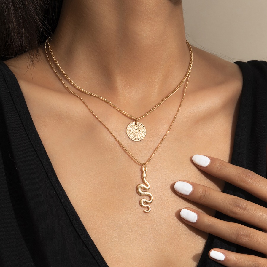 

Lovely Casual Snake Decoration Gold Double-layer Necklace