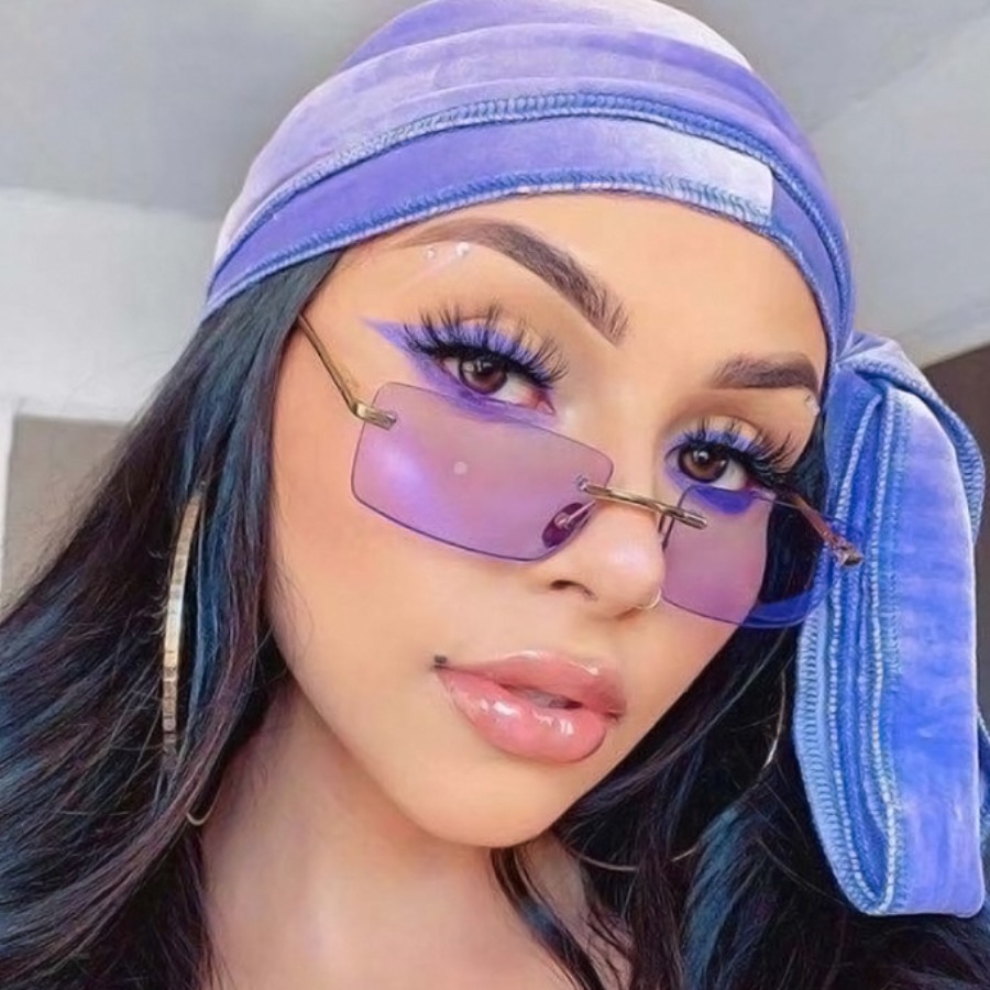 

LW Street Metal Accessories Decoration Purple Sunglasses