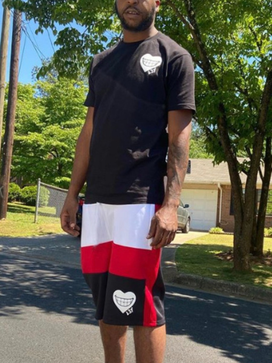 

Lovely Men Casual Color-lump Patchwork Black Two Piece Shorts Set