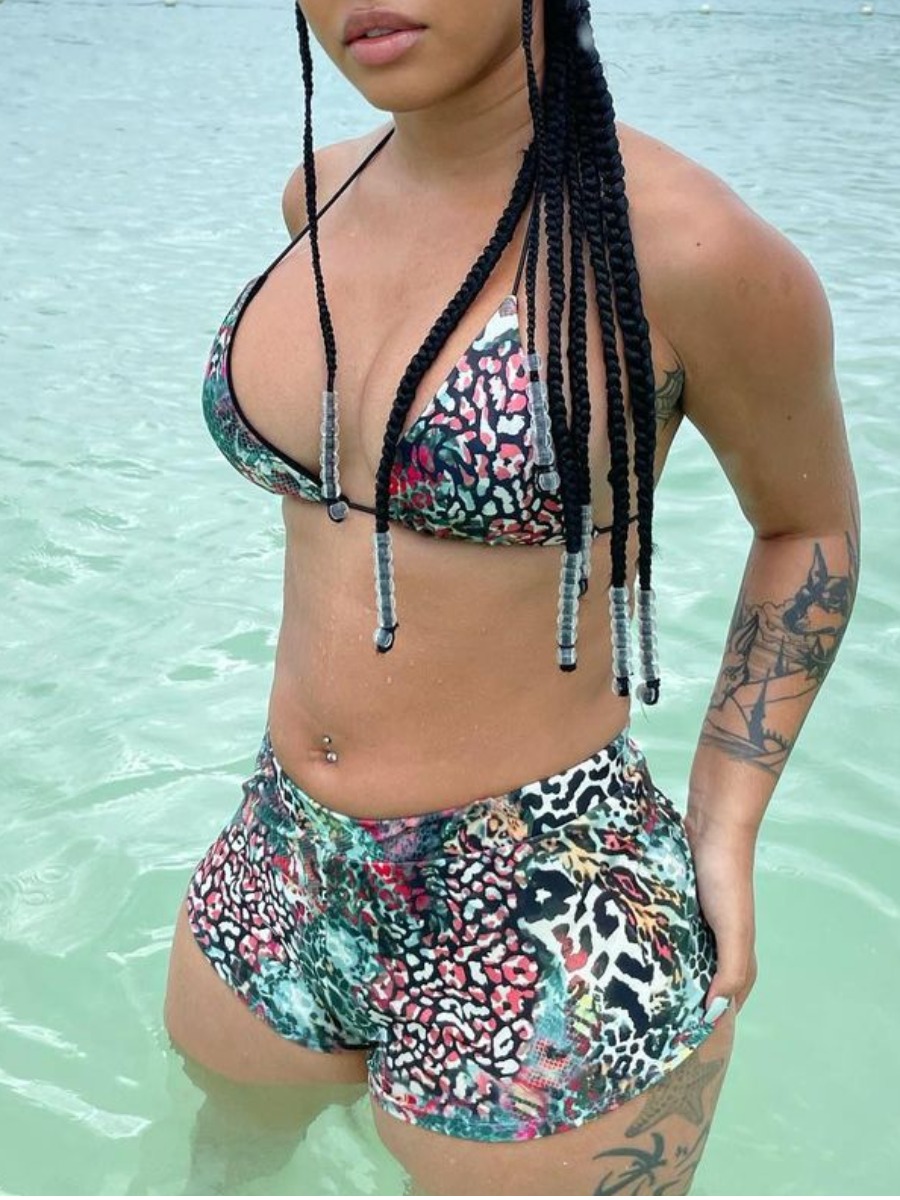 

LW Boho Print Basic Skinny Multicolor Two-piece Swimsuit, Multi