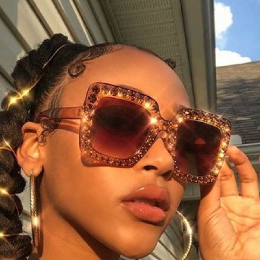 

LW Street Crystal Decoration Gold Sunglasses