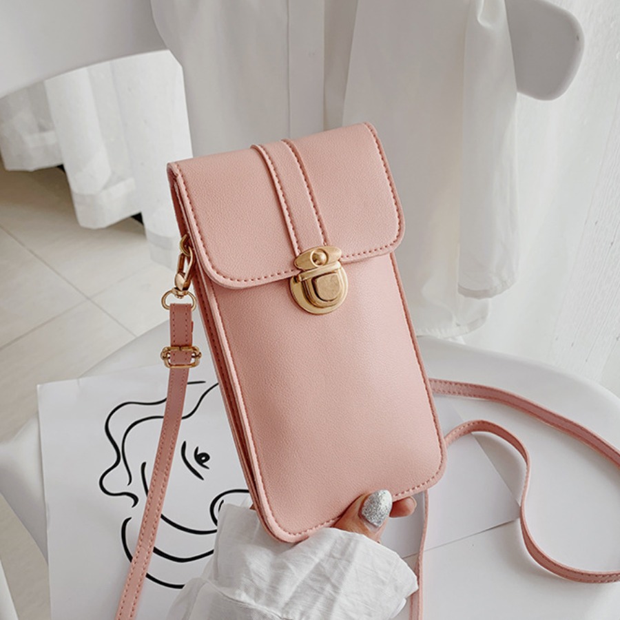 

LW Casual Metal Buckle Metal Accessories Decoration Pink Crossbody Bag