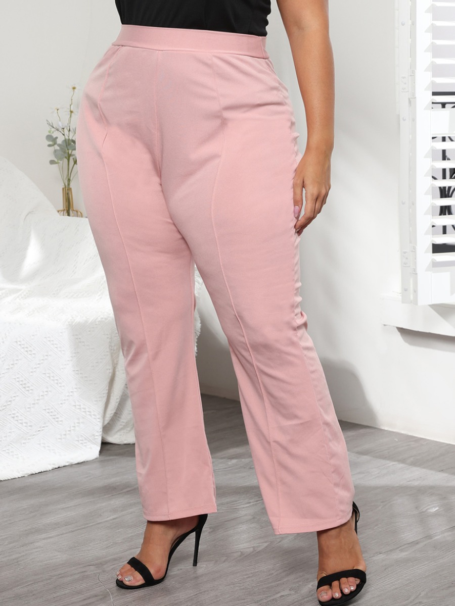 

LW Plus Size Casual High-waisted Nonelastic Pink Pants