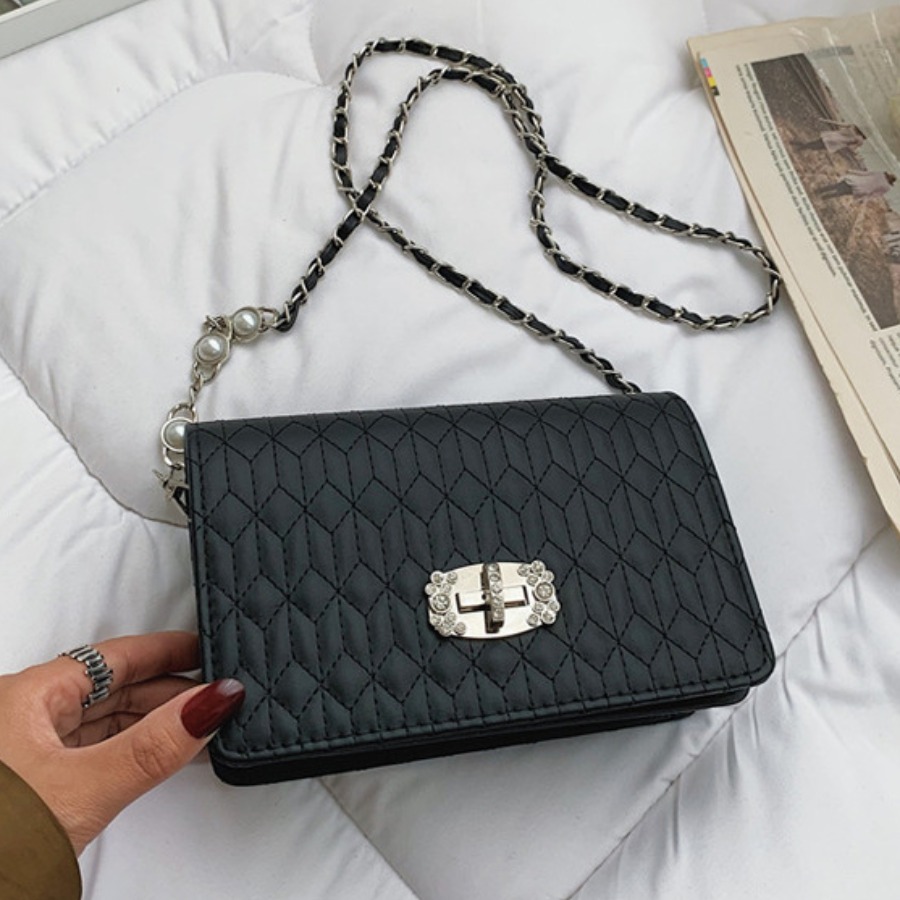 

LW Casual Pearl Decoration Black Crossbody Bag