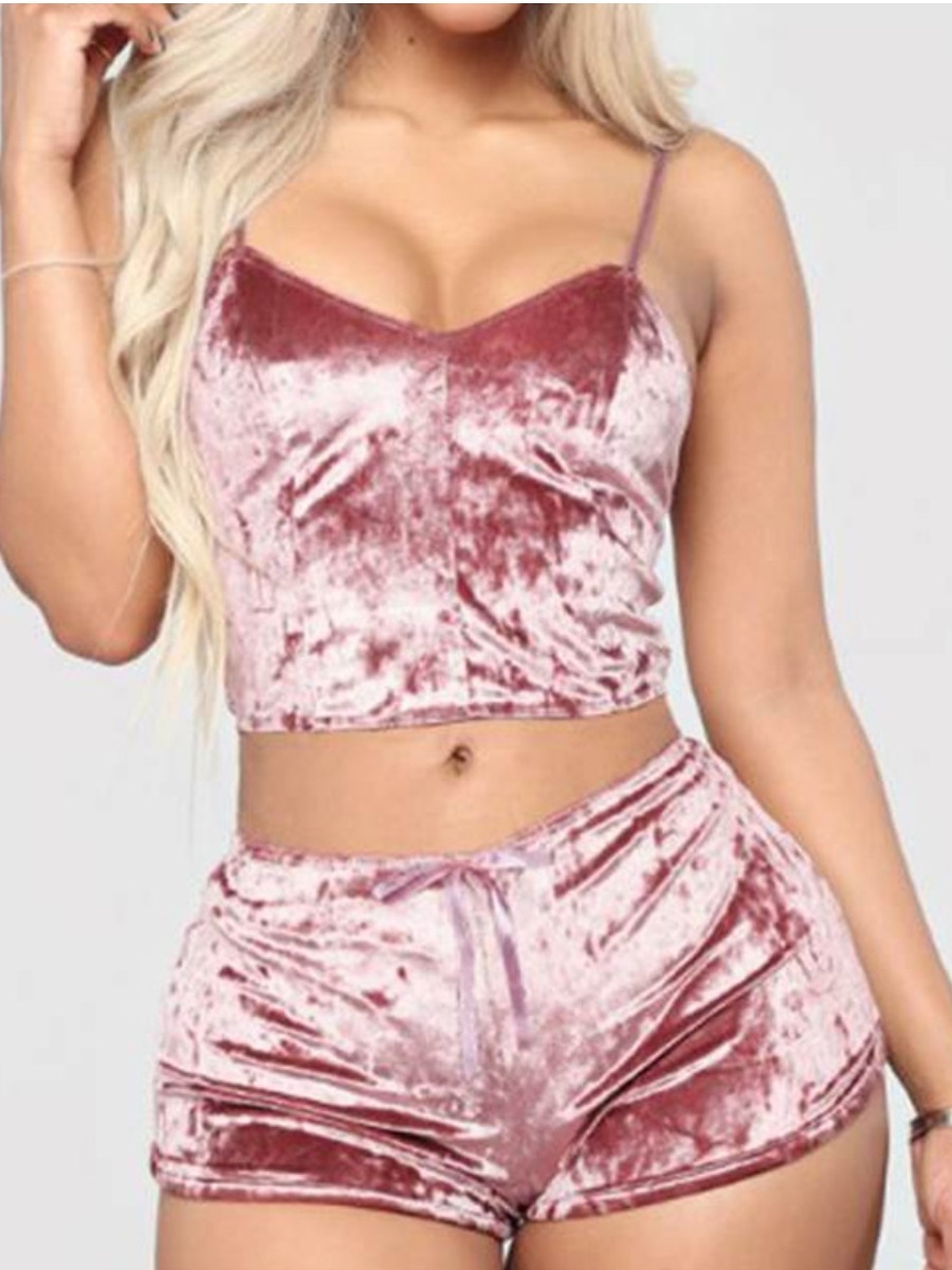 

LW SXY Spaghetti Strap Drawstring Pink Secret Set