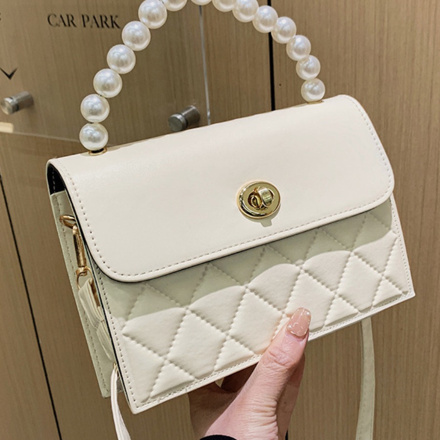 

Lovely Casual Pearl Decoration White Crossbody Bag