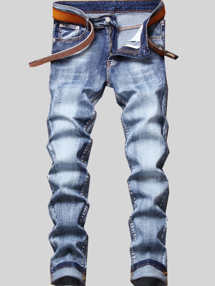 

Lovely Men Street Mid Waist Elastic Blue Jeans