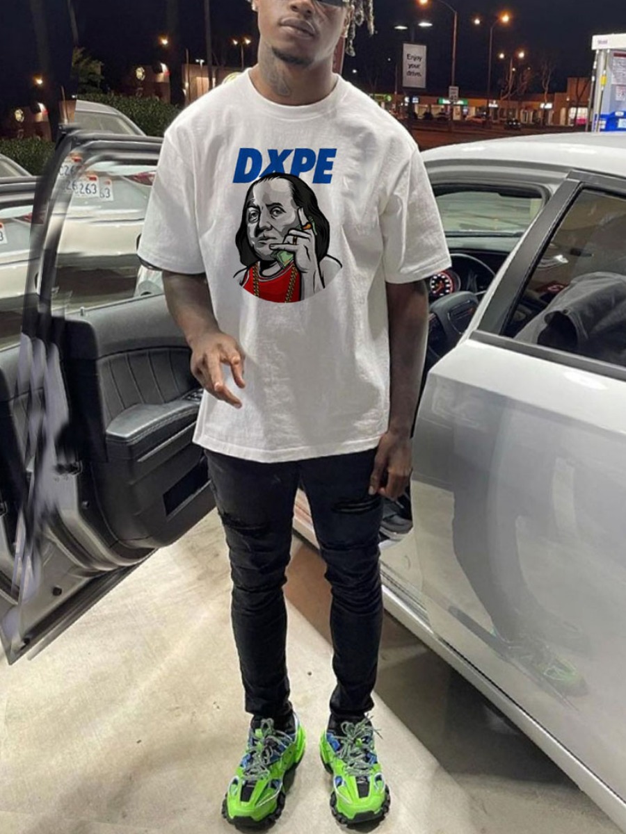

Lovely Men Casual Figure Letter Print White T-shirt