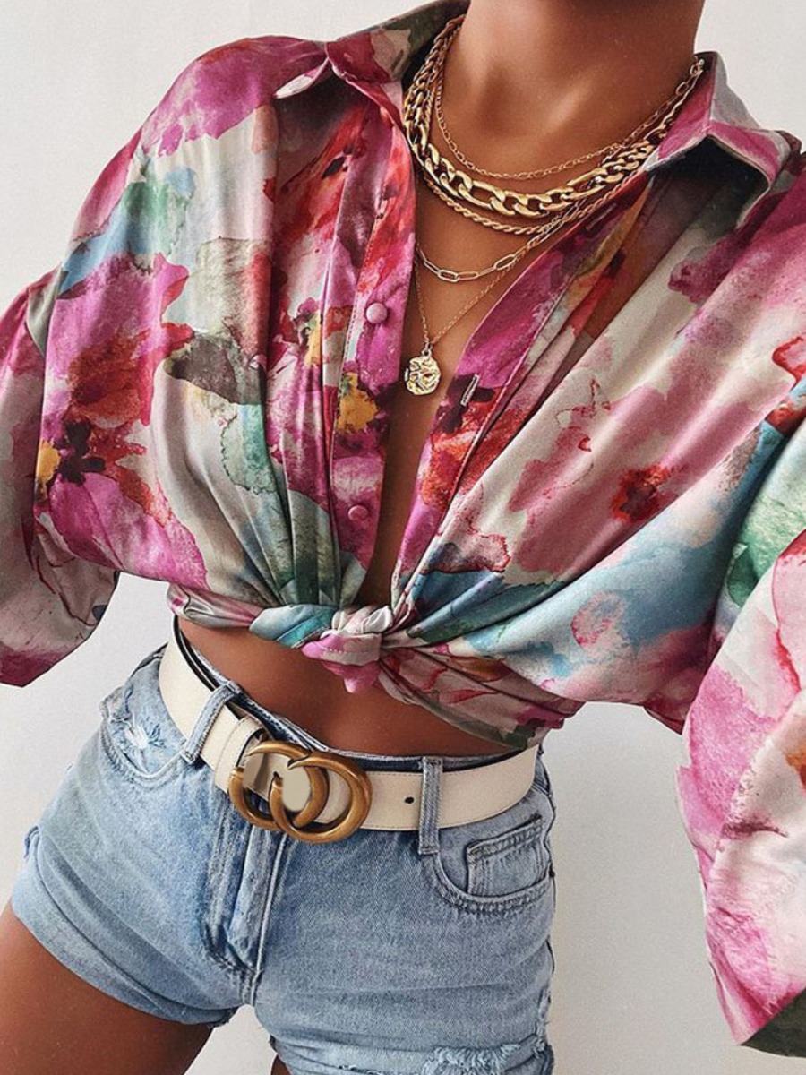 

Lovely Dropped Shoulder Tie-dye Blouse, Purple