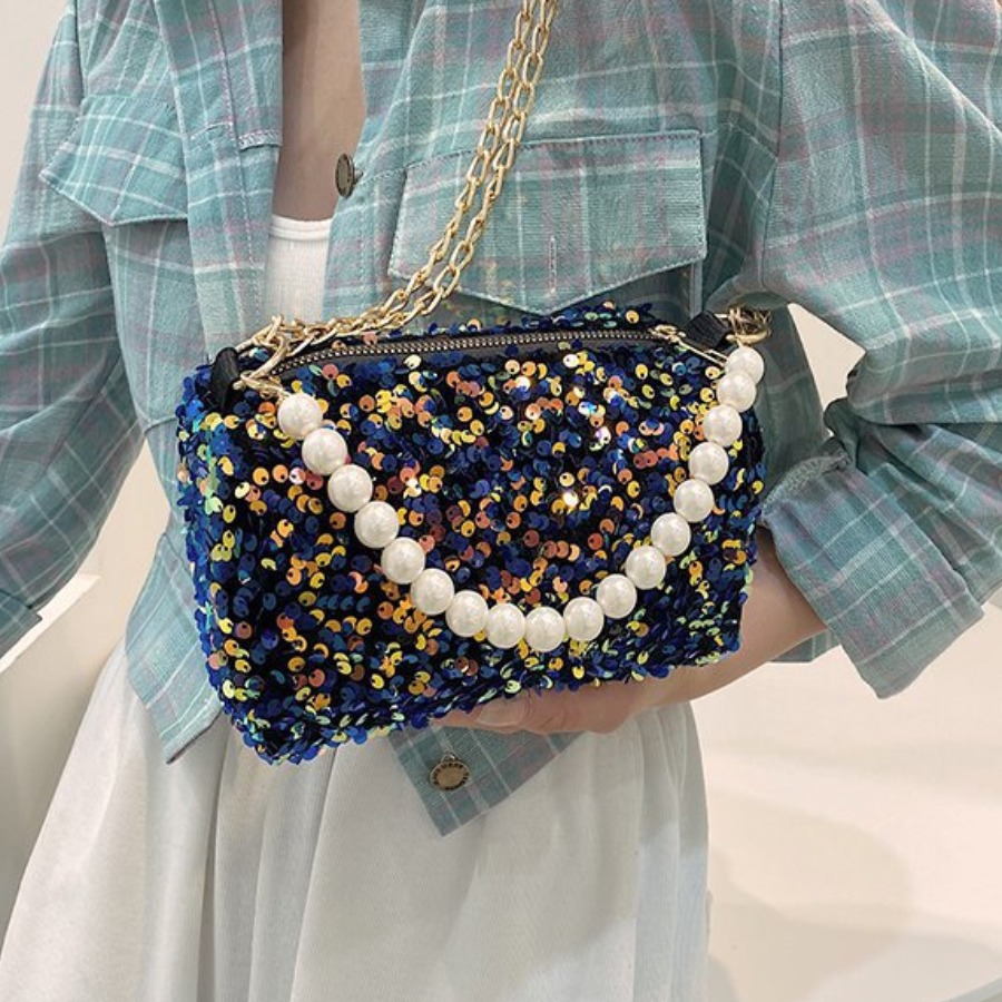 Lovely Sequined Pearl Decoration Messenger Bag
