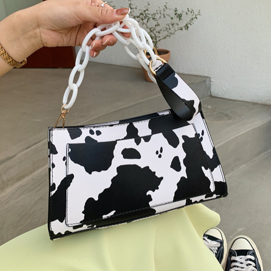 

LW Faux Leather Cow Grain Chain Strap Shoulder Bag