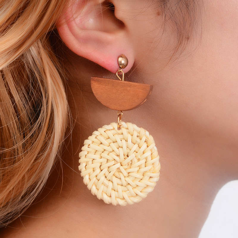 

Lovely Boho Woven Wood Coffee Earring