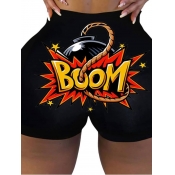 Lovely Sportswear Letter Print Black Shorts