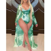 LW Plus Size Money Letter Print One-piece Swimsuit