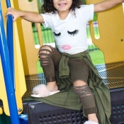LW Girl Casual Print Green Two-piece Pants Set