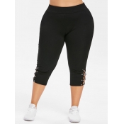 LW Plus Size Sporty Bandage Hollow-out Design Blac