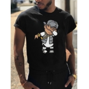 LW Men Round Neck Cartoon Print T-shirt