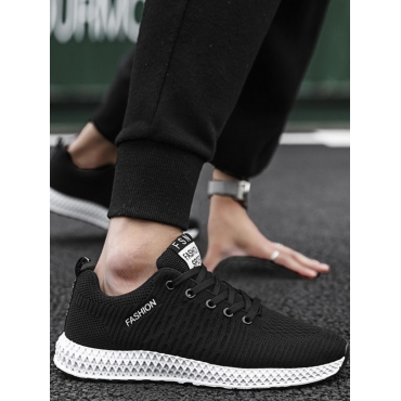 

LW Men Sporty Letter Decoration Black And White Sneakers