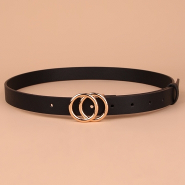

LW Casual Circular Buckle Black Belt