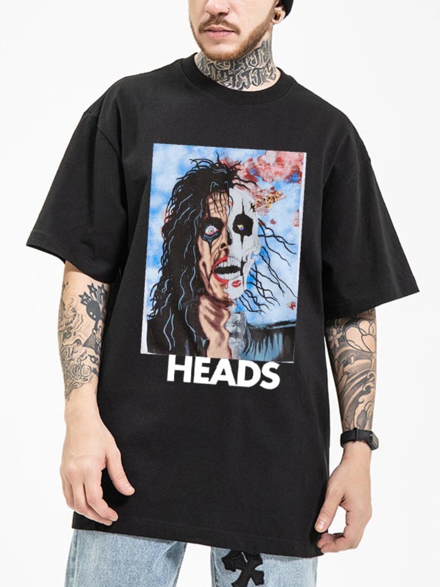 

Lovely Men Halloween Clown Letter Print T-shirt, Black
