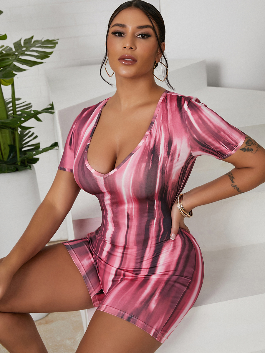 LW SXY Gradient Drawstring Cut Out Romper