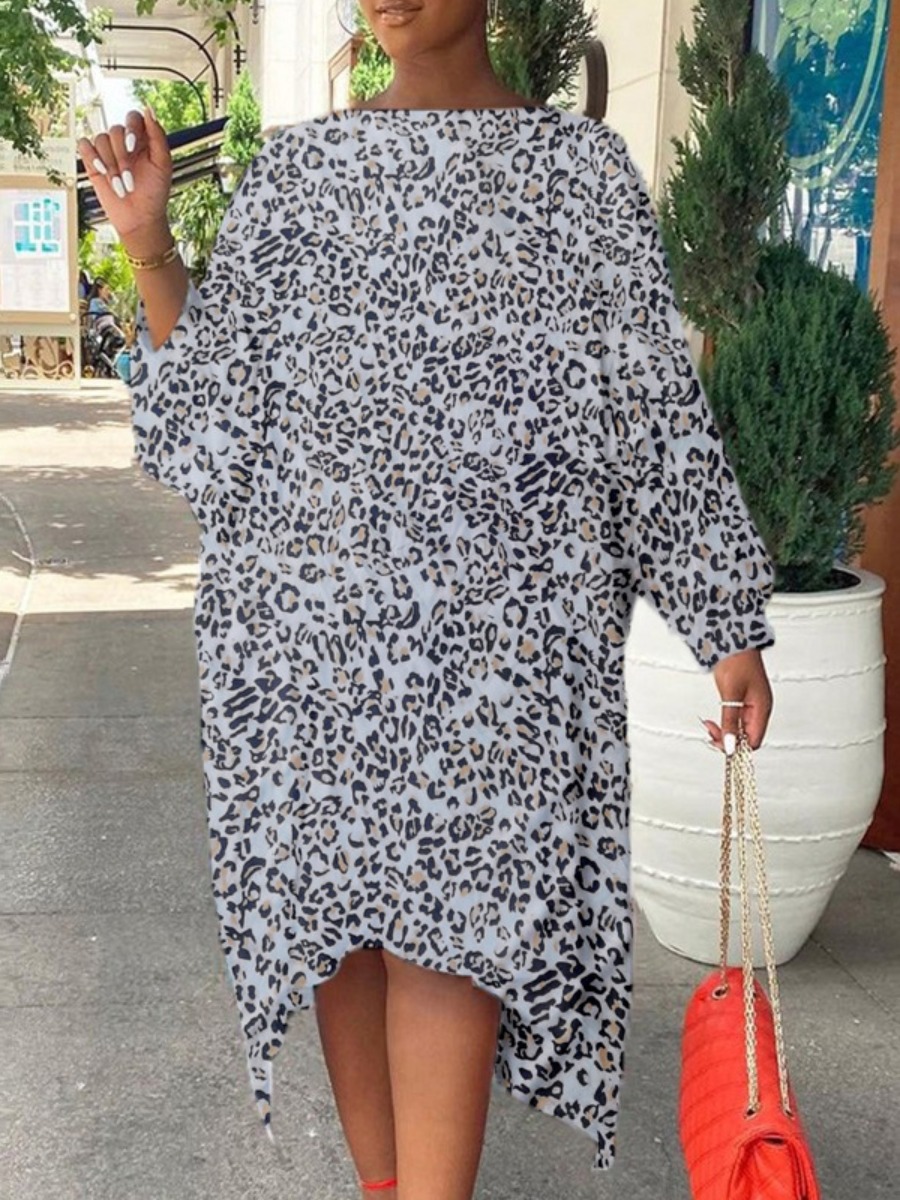 

LW Plus Size Leopard Print Asymmetrical Dress