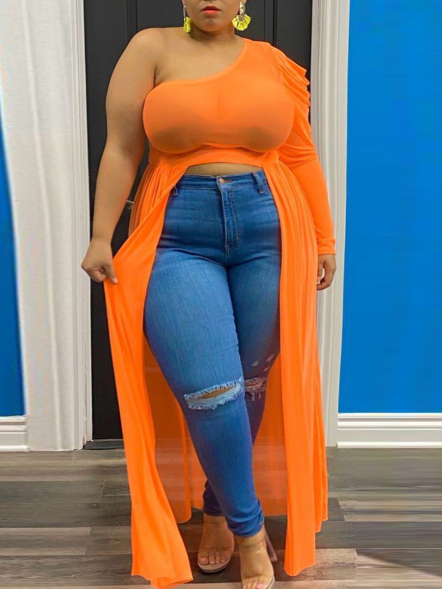 

Lovely Plus Size See-through Split Blouse, Croci