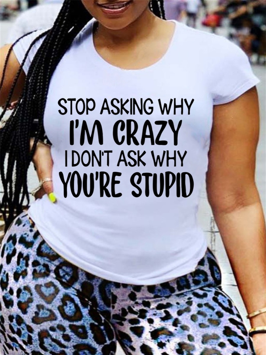

LW BASICS Round Neck Letter Print T-shirt, Pure white