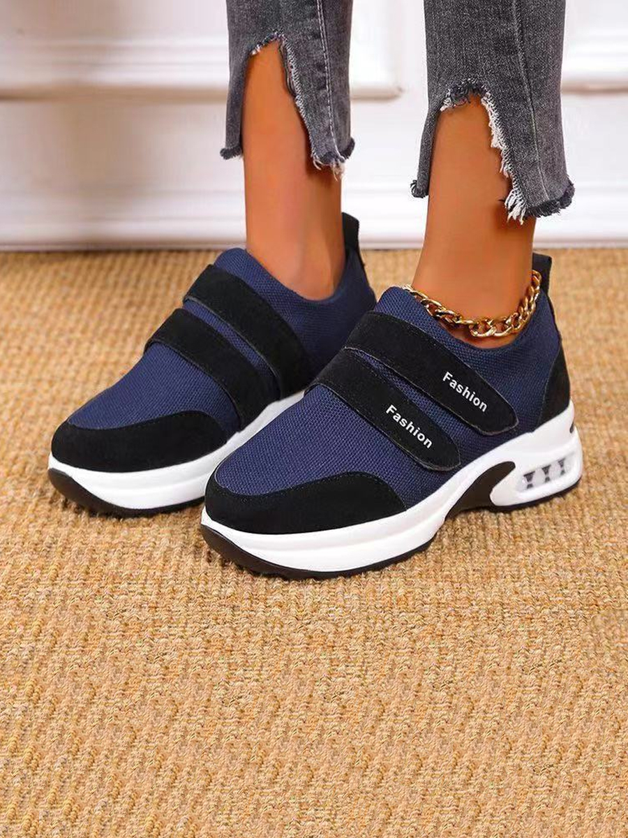 

LW Thick Sole Patchwork Velcro Sneakers, Blue