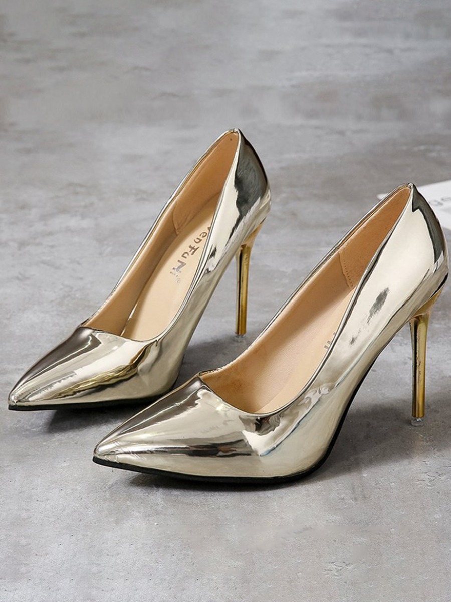

Lovely High Heel Pointed-toe Pumps, Gold