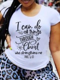LW Round Neck Letter Print T-shirt