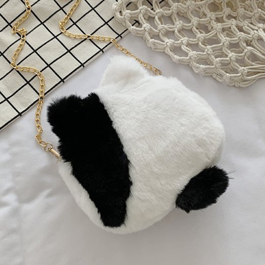 

Lovely Plush Cartoon Crossbody Bag, Black