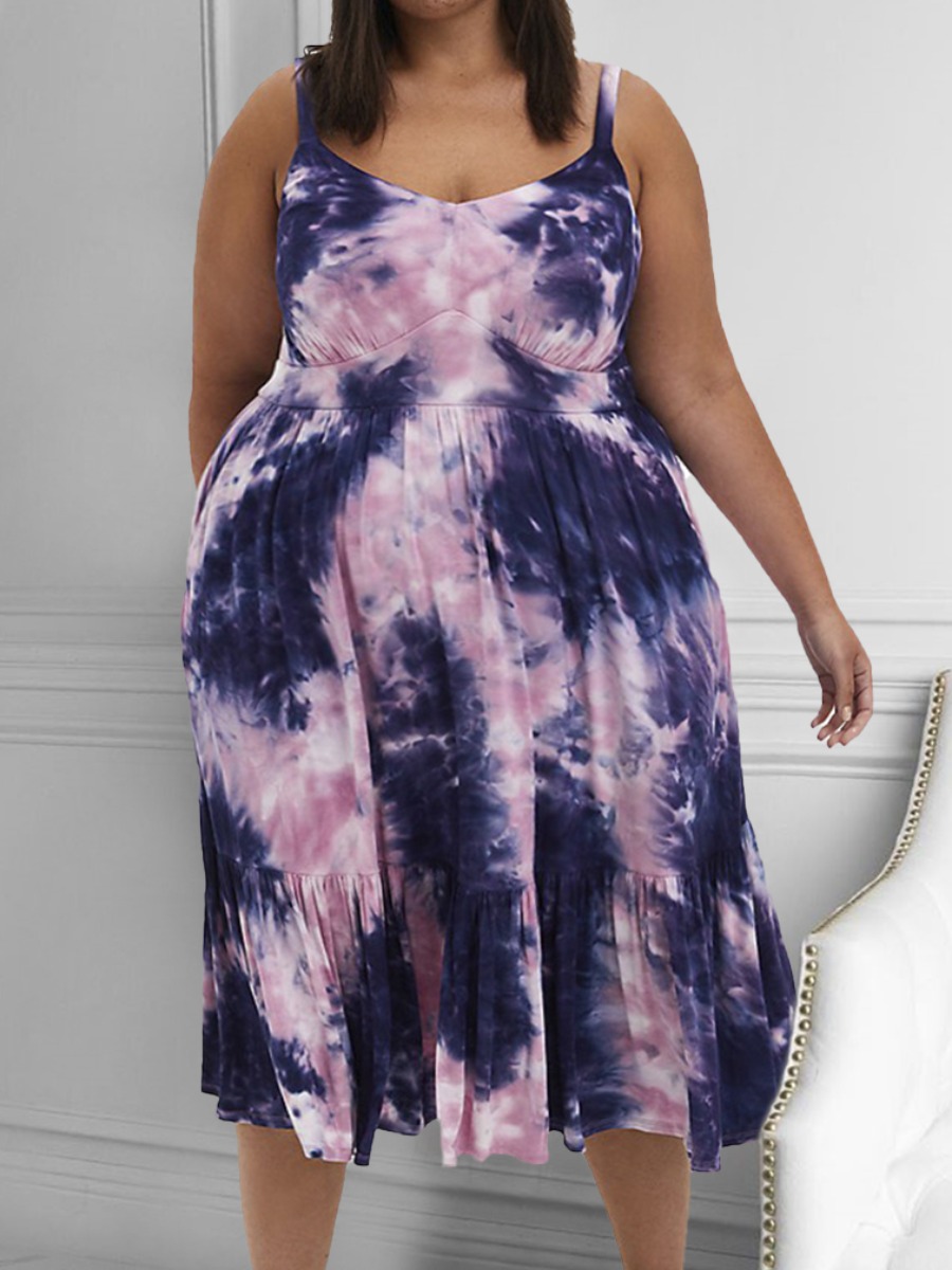 

LW Plus Size Tie-dye A Line Cami Dress, Purple
