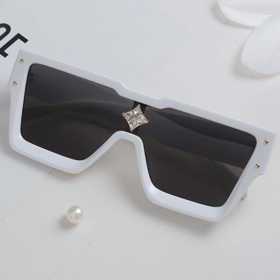 

LW Crystal Decoration One-piece Sunglasses, White