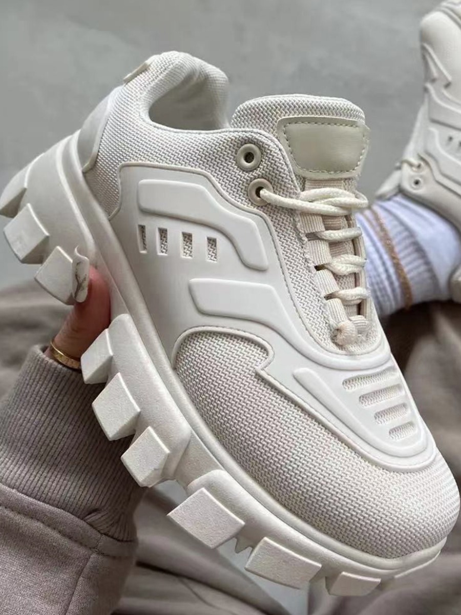 

Lovely Chunky Sole Mesh Front Sneakers, White