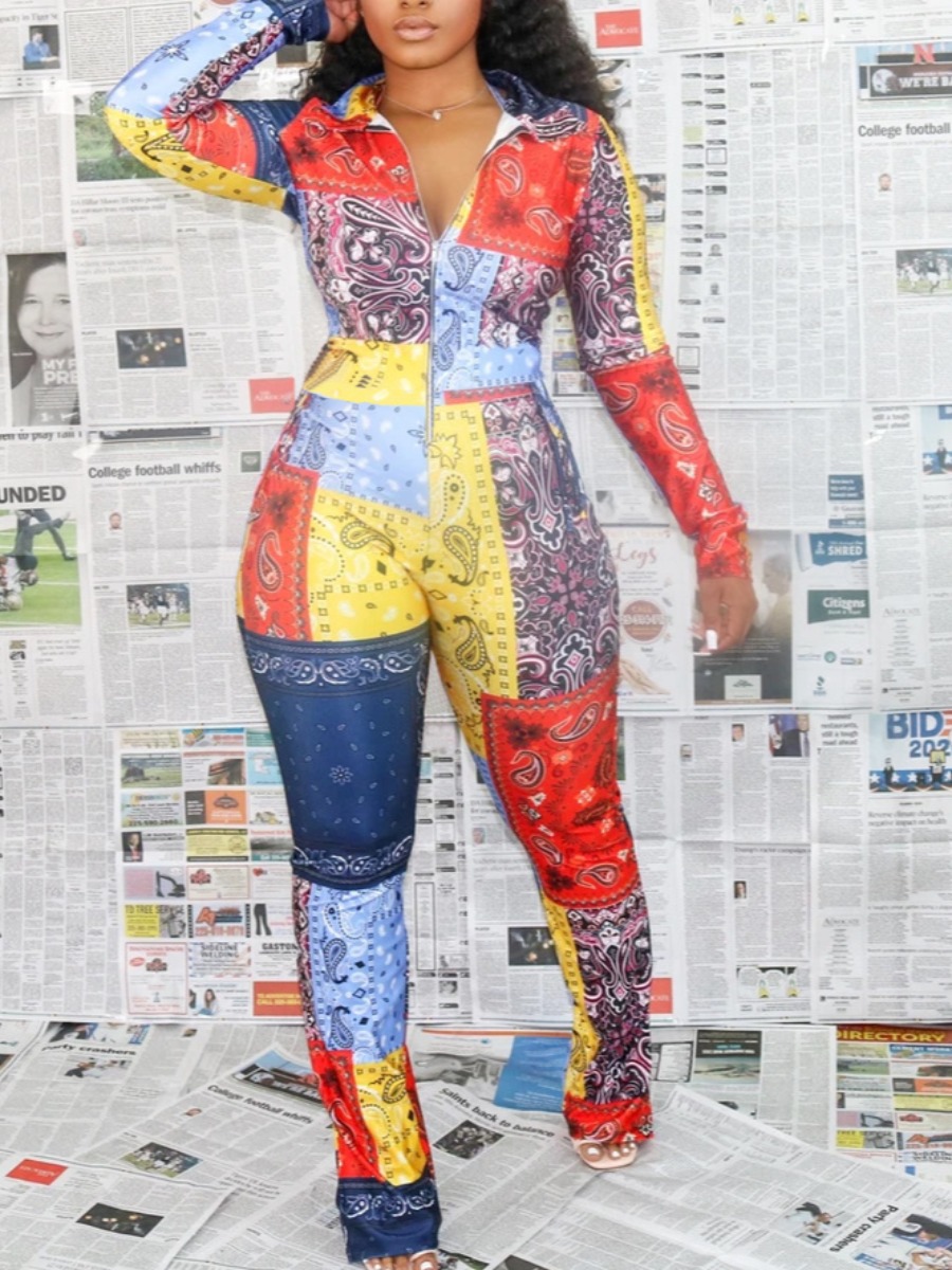 

Lovely Cashew Print Slit One-piece Jumpsuit, Multi