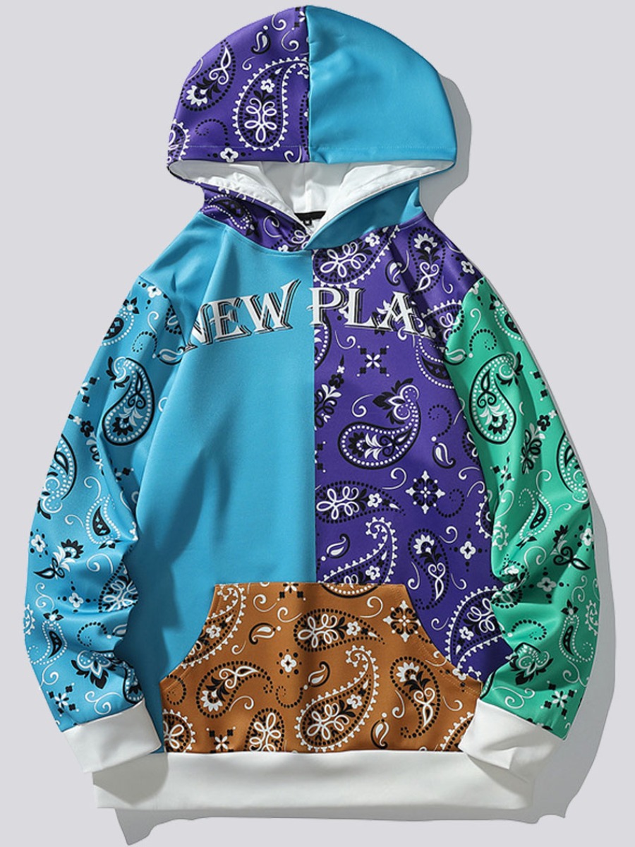 

Lovely Men Cashew Letter Print Hoodie, Multi