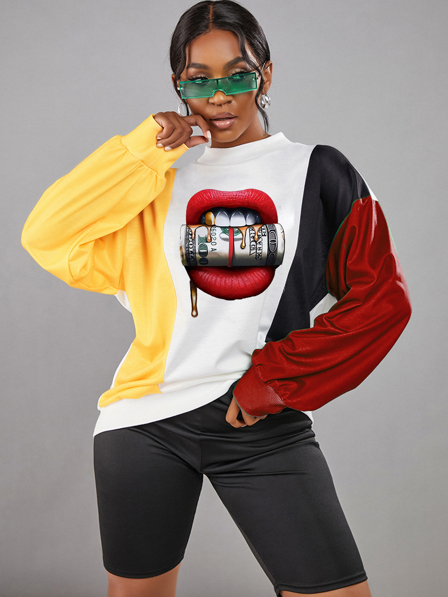 LW Lip Money Print Oversized Hoodie