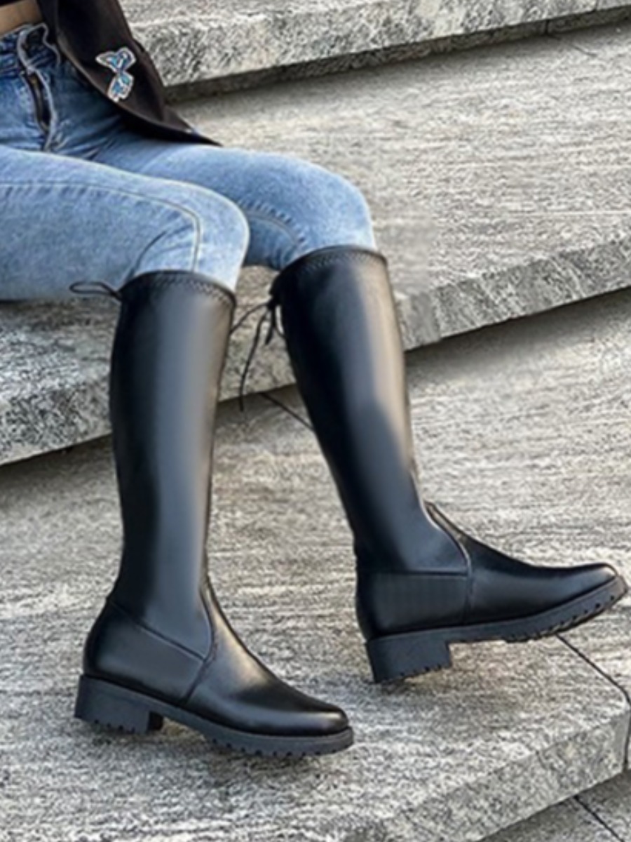 

LW Drawstring High Boots, Black