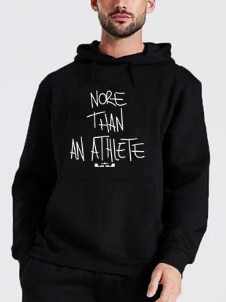 

LW Men Letter Print Oversized Hoodie, Black