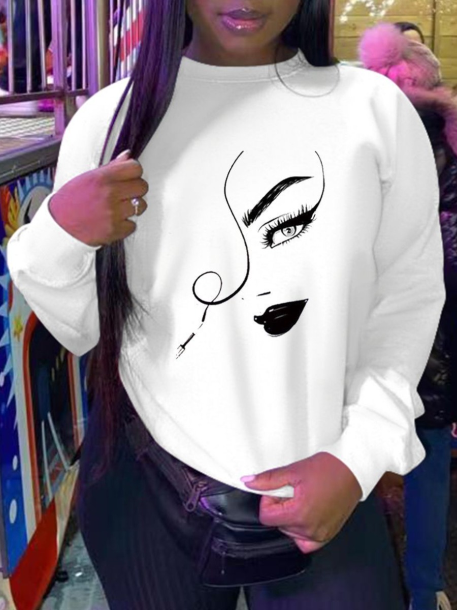 LW Lip Eye Print Oversized Hoodie