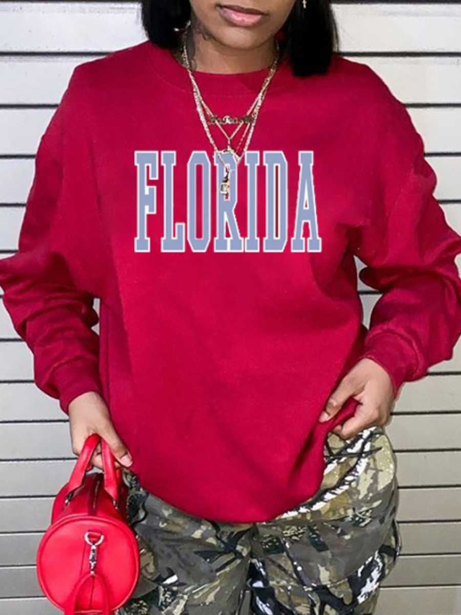

LW Letter Print Oversized Hoodie, Wine red