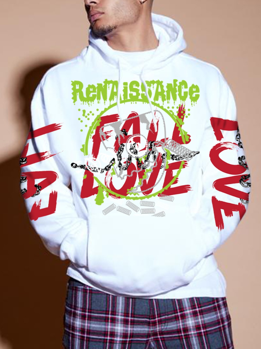 

LW Men Letter Print Oversized Hoodie, White