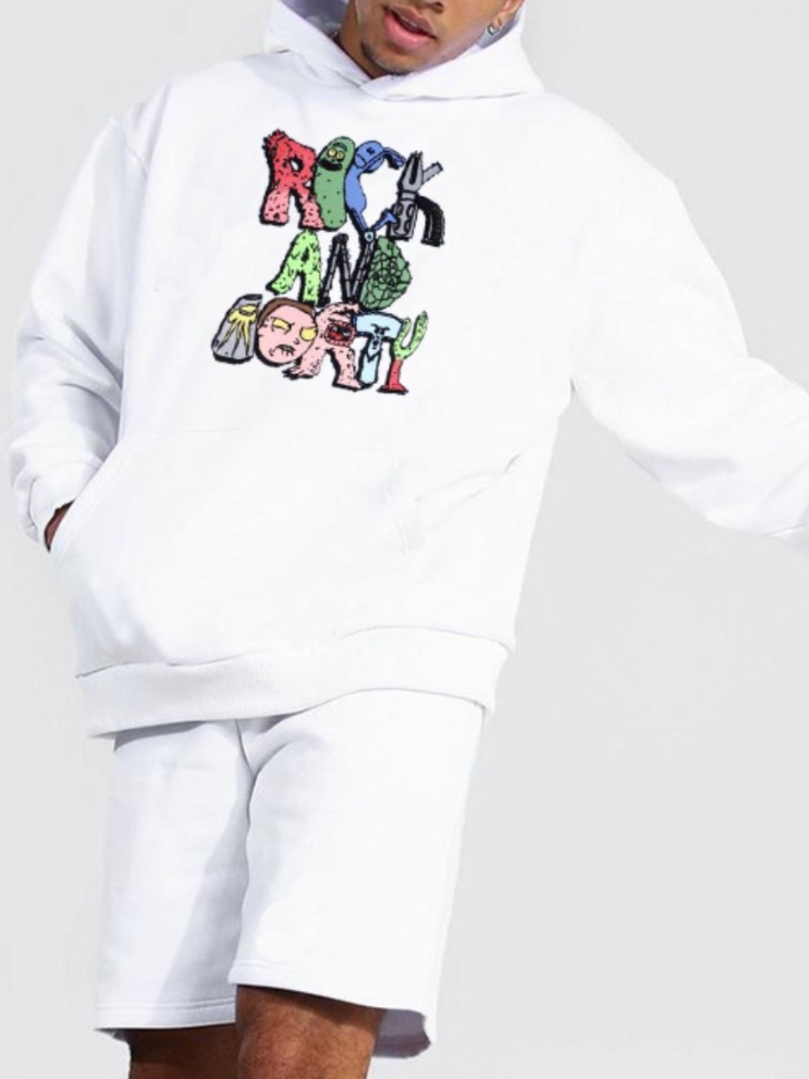 

LW Men Letter Print Oversized Hoodie, White