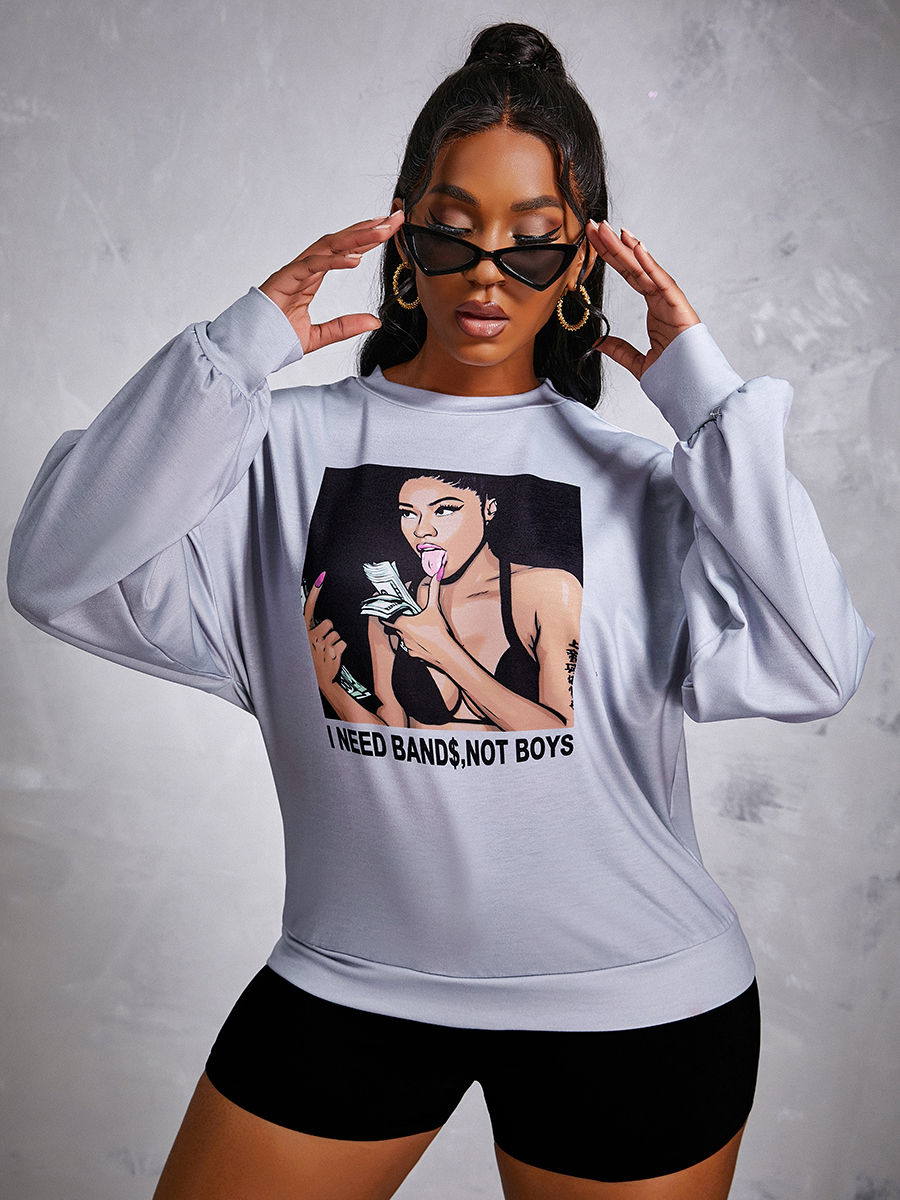 LW Letter Figure Print Sweatshirt